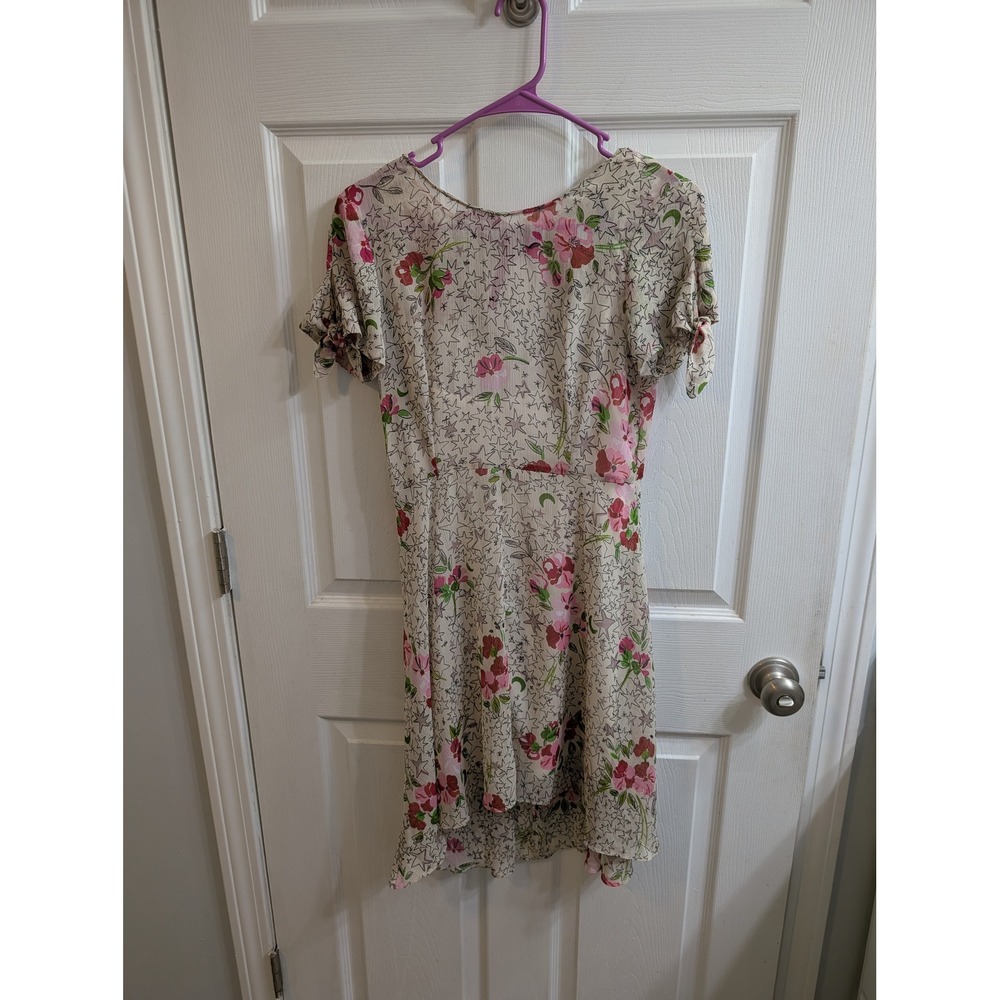 Zara Trafaluc Collection Floral Star Print V Neck Tie Back‎ Mini Dress - Size S